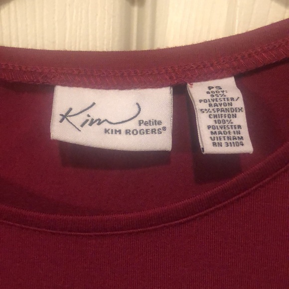 Kim Rogers-Small Petite Tunic w/Sheer Band at Hem, Ruched Sleeve,  3/4 Sleeve - Picture 5 of 5